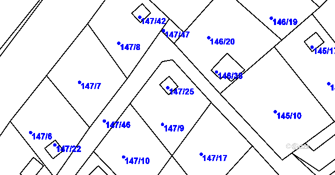 Parcela st. 147/25 v KÚ Perštejnec, Katastrální mapa