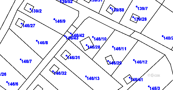 Parcela st. 146/28 v KÚ Perštejnec, Katastrální mapa