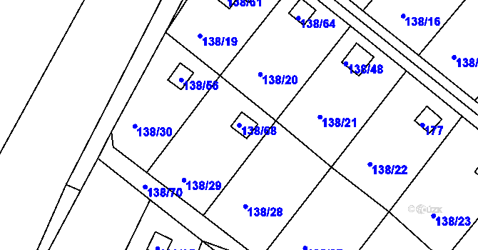 Parcela st. 138/68 v KÚ Perštejnec, Katastrální mapa