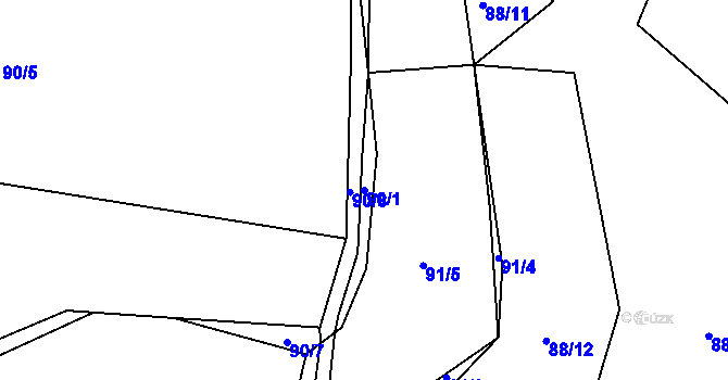 Parcela st. 90/1 v KÚ Perštejnec, Katastrální mapa