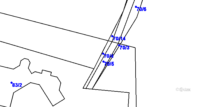 Parcela st. 70/4 v KÚ Perštejnec, Katastrální mapa