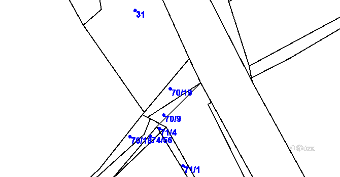 Parcela st. 70/19 v KÚ Perštejnec, Katastrální mapa