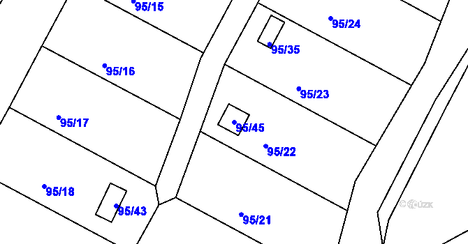 Parcela st. 95/45 v KÚ Perštejnec, Katastrální mapa