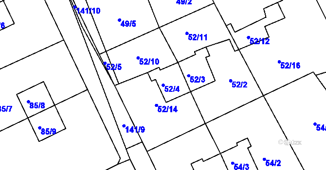Parcela st. 52/4 v KÚ Neškaredice, Katastrální mapa