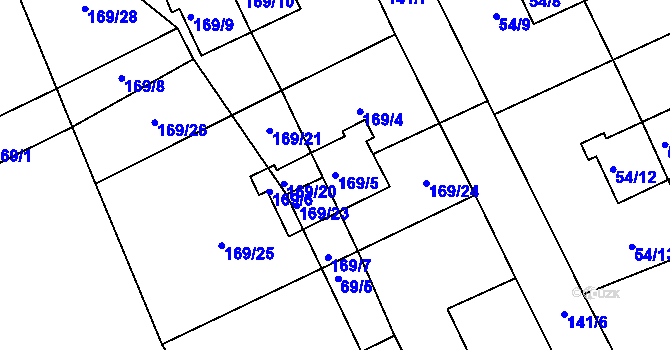 Parcela st. 169/5 v KÚ Neškaredice, Katastrální mapa