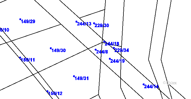 Parcela st. 244/8 v KÚ Neškaredice, Katastrální mapa