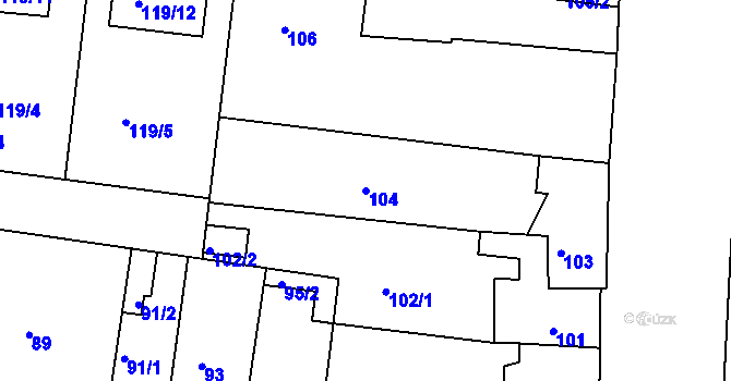Parcela st. 104 v KÚ Sedlec u Kutné Hory, Katastrální mapa