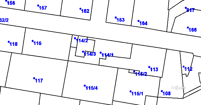Parcela st. 114/1 v KÚ Sedlec u Kutné Hory, Katastrální mapa