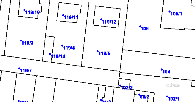 Parcela st. 119/5 v KÚ Sedlec u Kutné Hory, Katastrální mapa