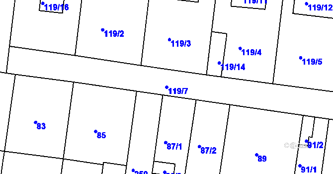 Parcela st. 119/7 v KÚ Sedlec u Kutné Hory, Katastrální mapa