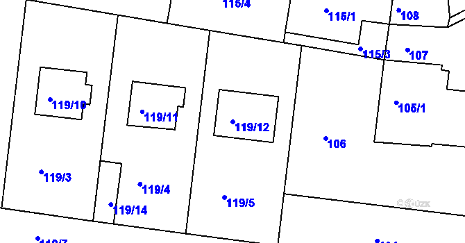 Parcela st. 119/12 v KÚ Sedlec u Kutné Hory, Katastrální mapa