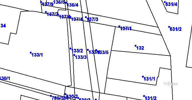 Parcela st. 133/5 v KÚ Sedlec u Kutné Hory, Katastrální mapa