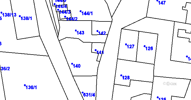 Parcela st. 141 v KÚ Sedlec u Kutné Hory, Katastrální mapa