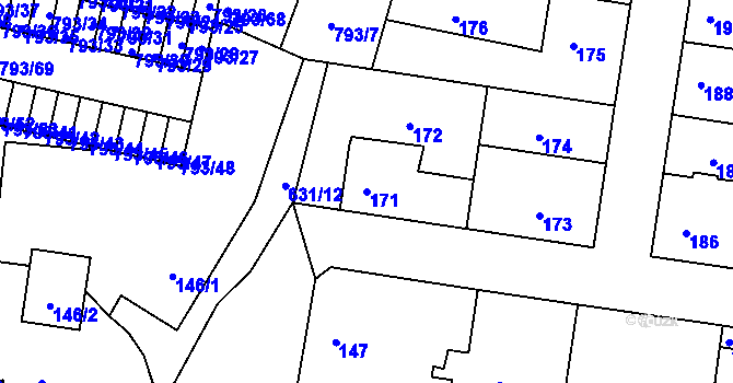 Parcela st. 171 v KÚ Sedlec u Kutné Hory, Katastrální mapa