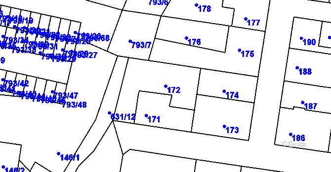 Parcela st. 172 v KÚ Sedlec u Kutné Hory, Katastrální mapa
