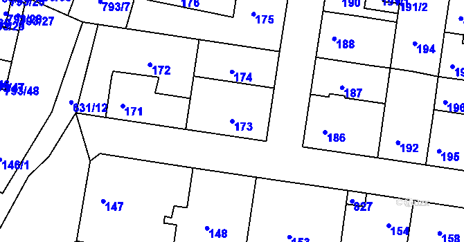 Parcela st. 173 v KÚ Sedlec u Kutné Hory, Katastrální mapa