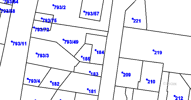 Parcela st. 184 v KÚ Sedlec u Kutné Hory, Katastrální mapa