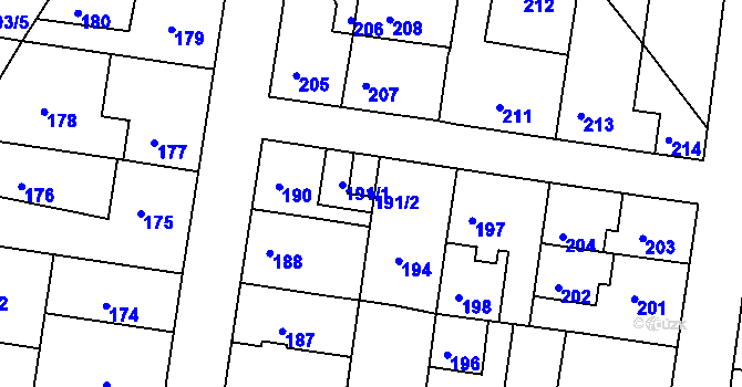 Parcela st. 191/2 v KÚ Sedlec u Kutné Hory, Katastrální mapa
