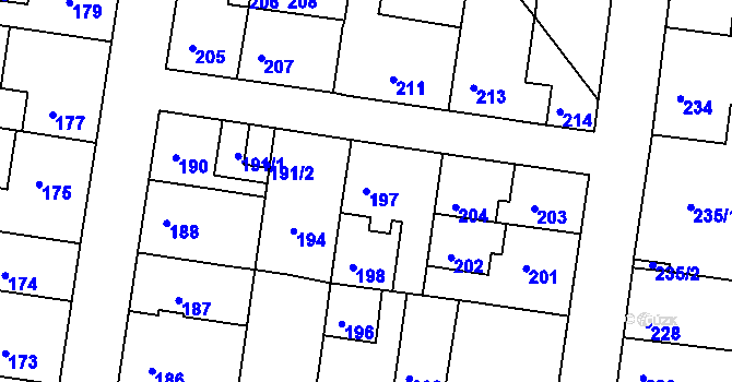 Parcela st. 197 v KÚ Sedlec u Kutné Hory, Katastrální mapa