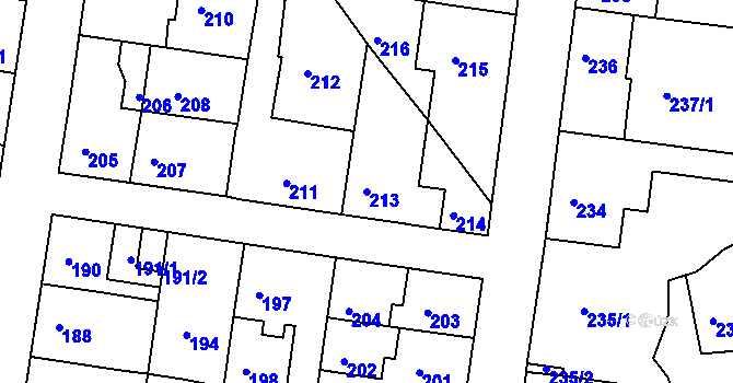 Parcela st. 213 v KÚ Sedlec u Kutné Hory, Katastrální mapa