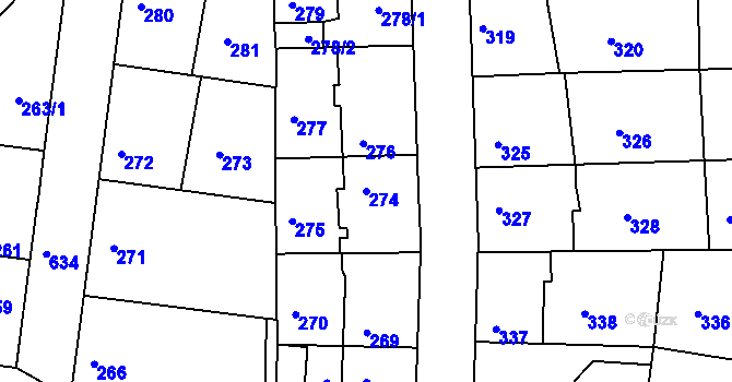 Parcela st. 274 v KÚ Sedlec u Kutné Hory, Katastrální mapa