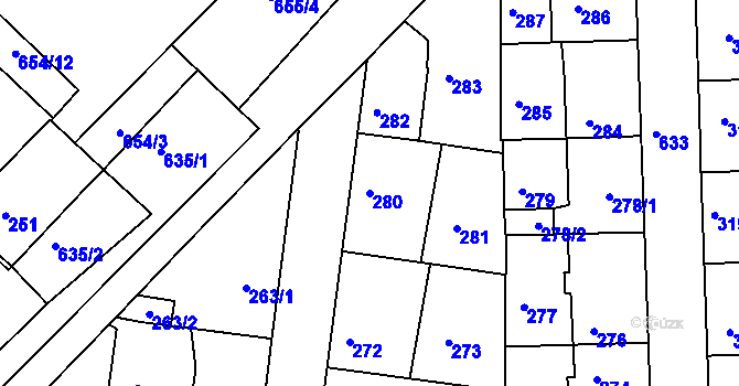 Parcela st. 280 v KÚ Sedlec u Kutné Hory, Katastrální mapa