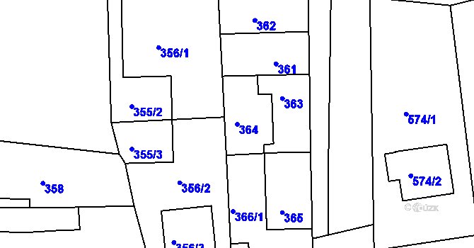 Parcela st. 364 v KÚ Sedlec u Kutné Hory, Katastrální mapa