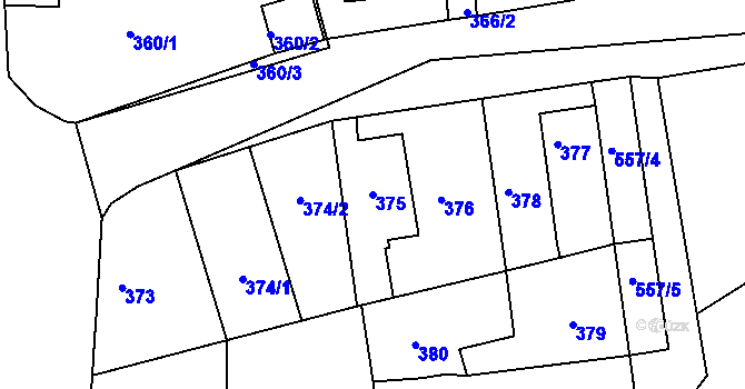 Parcela st. 375 v KÚ Sedlec u Kutné Hory, Katastrální mapa