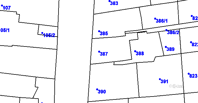 Parcela st. 387 v KÚ Sedlec u Kutné Hory, Katastrální mapa