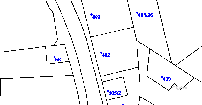 Parcela st. 402 v KÚ Sedlec u Kutné Hory, Katastrální mapa
