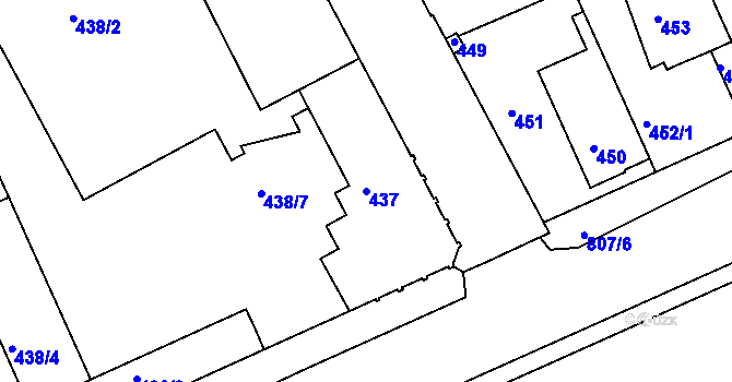 Parcela st. 437 v KÚ Sedlec u Kutné Hory, Katastrální mapa