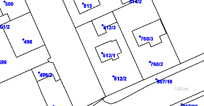 Parcela st. 512/1 v KÚ Sedlec u Kutné Hory, Katastrální mapa