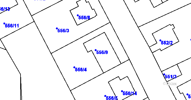 Parcela st. 556/9 v KÚ Sedlec u Kutné Hory, Katastrální mapa