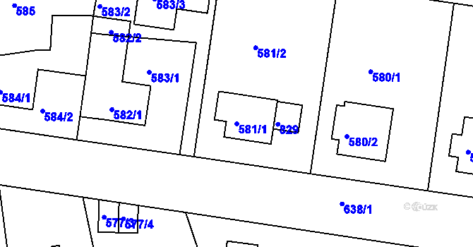 Parcela st. 581/1 v KÚ Sedlec u Kutné Hory, Katastrální mapa