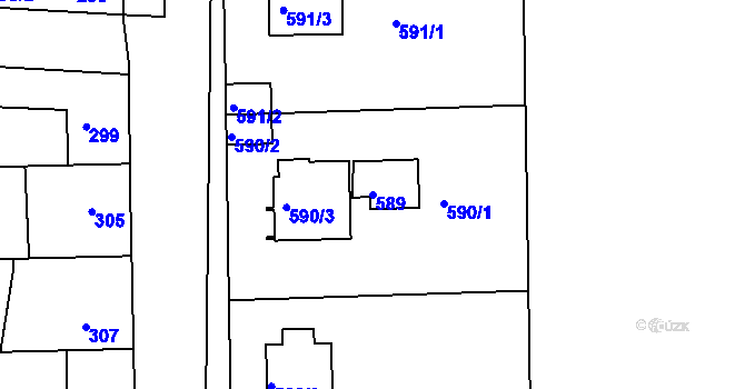 Parcela st. 589 v KÚ Sedlec u Kutné Hory, Katastrální mapa