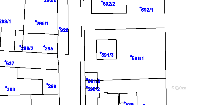 Parcela st. 591/3 v KÚ Sedlec u Kutné Hory, Katastrální mapa