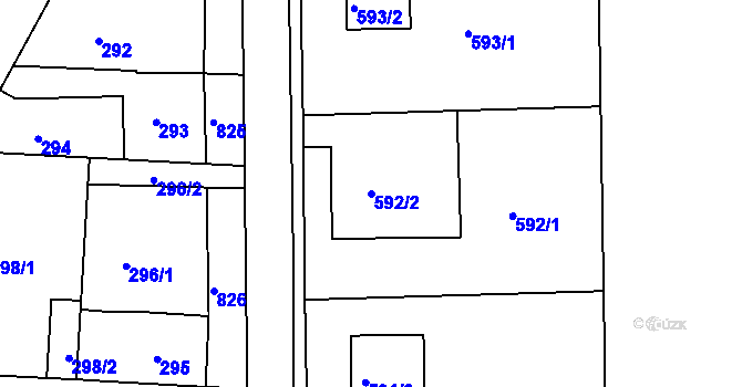Parcela st. 592/2 v KÚ Sedlec u Kutné Hory, Katastrální mapa