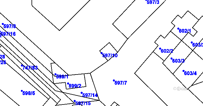 Parcela st. 597/10 v KÚ Sedlec u Kutné Hory, Katastrální mapa