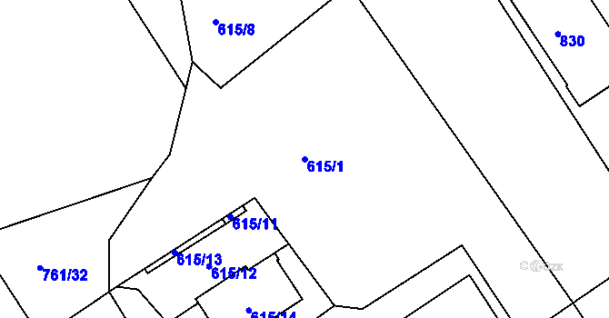 Parcela st. 615/1 v KÚ Sedlec u Kutné Hory, Katastrální mapa