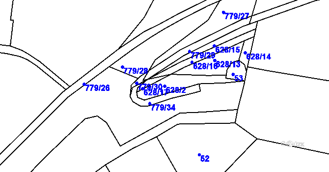 Parcela st. 628/2 v KÚ Sedlec u Kutné Hory, Katastrální mapa