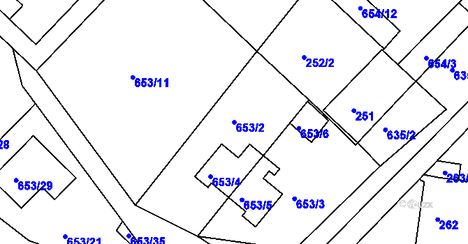 Parcela st. 653/2 v KÚ Sedlec u Kutné Hory, Katastrální mapa