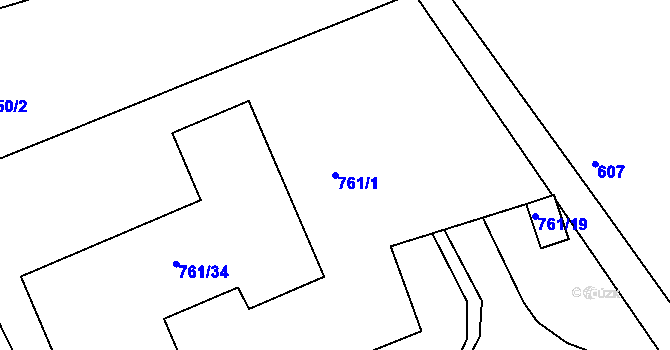 Parcela st. 761/1 v KÚ Sedlec u Kutné Hory, Katastrální mapa