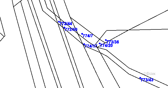Parcela st. 774/17 v KÚ Sedlec u Kutné Hory, Katastrální mapa