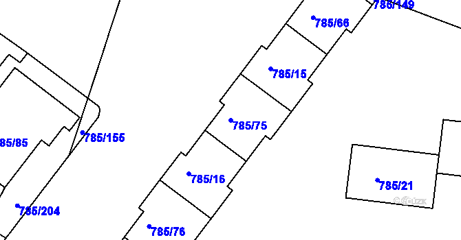 Parcela st. 785/75 v KÚ Sedlec u Kutné Hory, Katastrální mapa