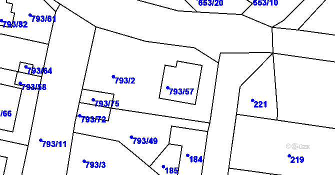 Parcela st. 793/57 v KÚ Sedlec u Kutné Hory, Katastrální mapa
