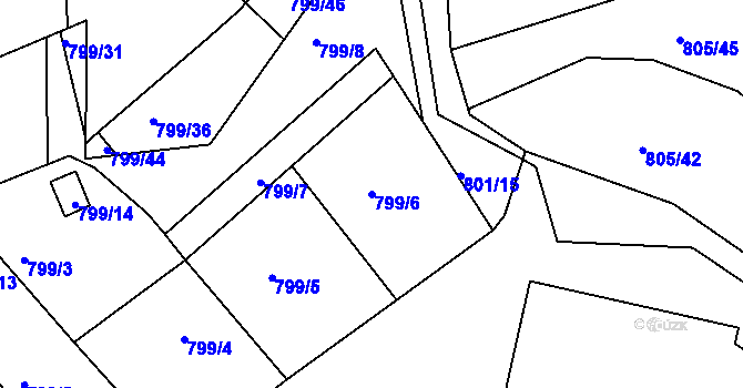 Parcela st. 799/6 v KÚ Sedlec u Kutné Hory, Katastrální mapa