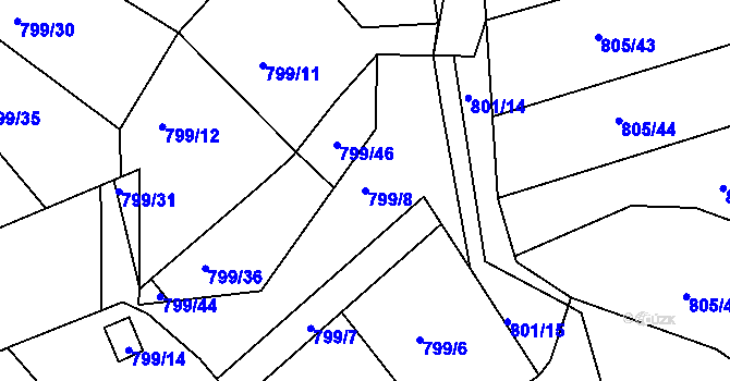 Parcela st. 799/8 v KÚ Sedlec u Kutné Hory, Katastrální mapa