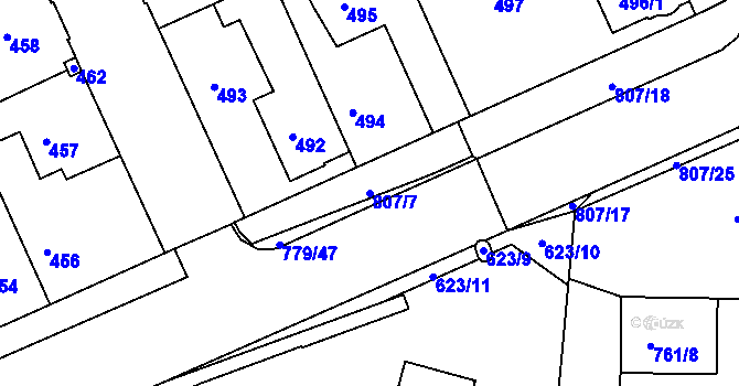Parcela st. 807/7 v KÚ Sedlec u Kutné Hory, Katastrální mapa