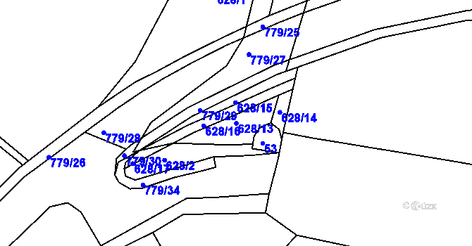 Parcela st. 628/13 v KÚ Sedlec u Kutné Hory, Katastrální mapa