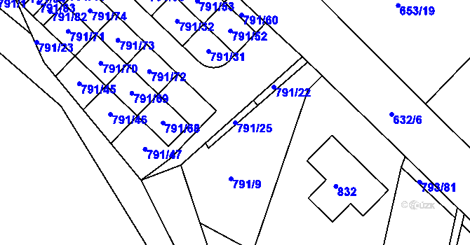 Parcela st. 791/25 v KÚ Sedlec u Kutné Hory, Katastrální mapa